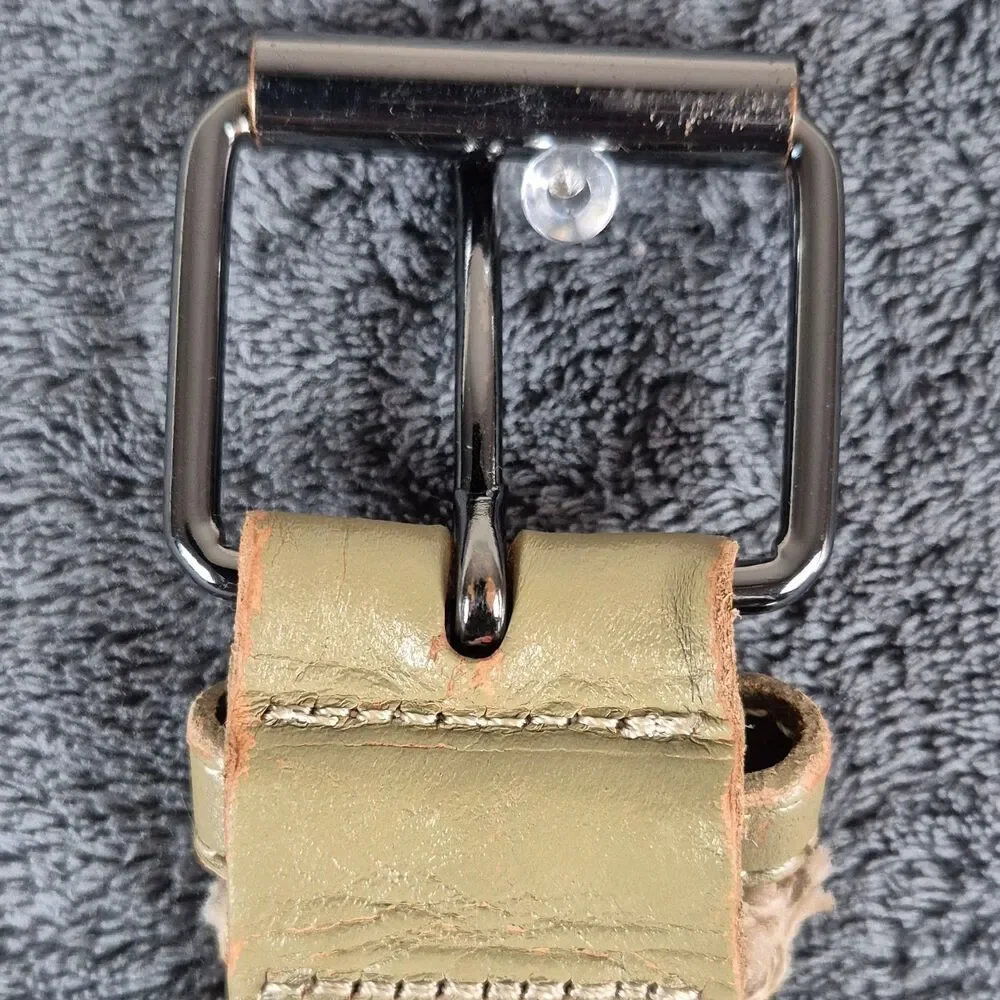 Urban Outfitters Men's Braided Woven Belt Buckle Beige Olive Size 36